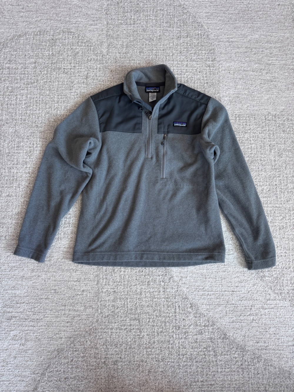 Patagonia Men's Gray Quarter-Zip Synchilla Pullover with Black Yoke